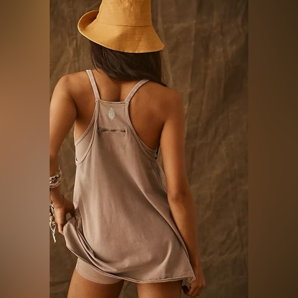 NWT Free People Movement Hot Shot Mini Dress XS Mocha Latte